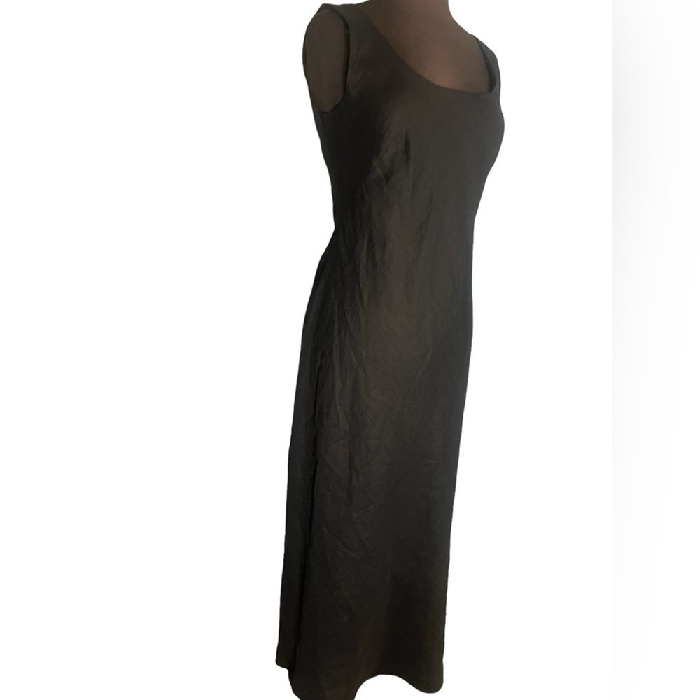 90s Banana Republic Black Linen Minimalist Relaxed Midi Maxi Lagenlook Dress